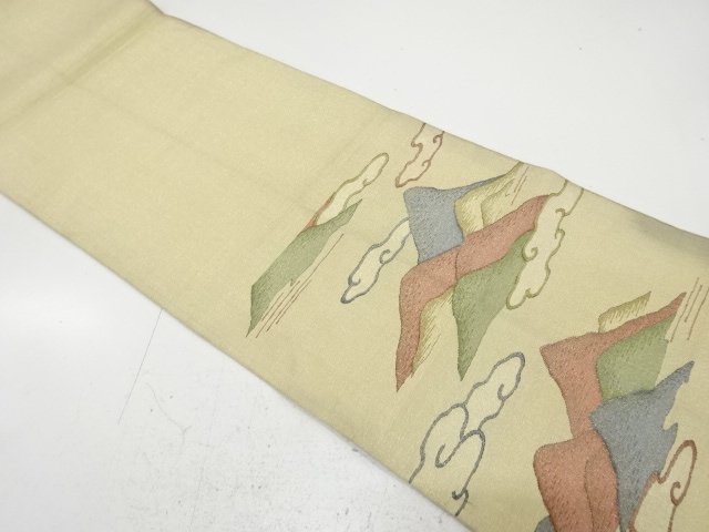  アンティーク　綴れ　遠山に雲模様織り出し袋帯（材料）